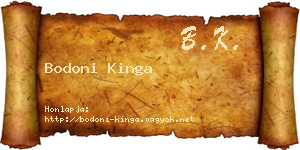 Bodoni Kinga névjegykártya